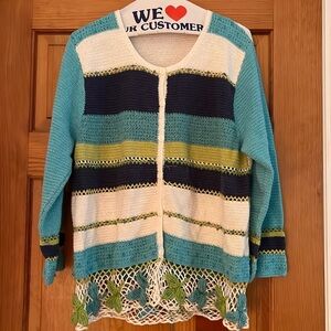 Crochet Blue and Green Cardigan